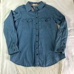 Hint of mint szM denim front lace back tunic